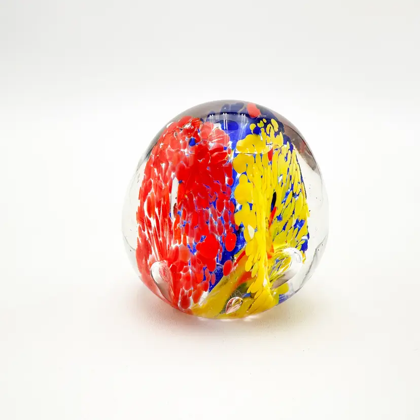 Art Glass Paperweight Primary Colors Unsigned 2.5" W x 2" B25