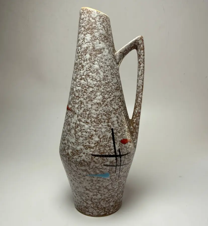 Vintage West German Scheurich MCM Atomic Jug Vase Handle Heinz Siery Fat Lava