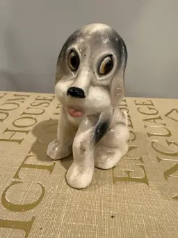 Black & White Cartoonish Porcelain Dog Figurine