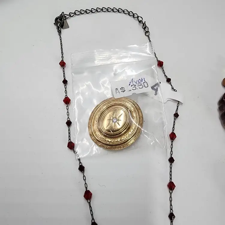 From YouTube Video 2-6-2024 Necklace Brooch Earrings Bundle Feminine 1928 Avon