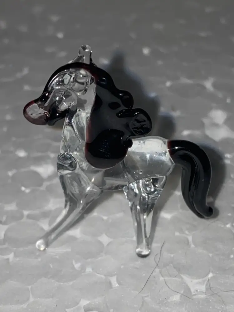 #01 25% Off In From Ukraine Miniature (1 To 1.5") Blown Glass  Amber And Black Cat Front And Back Photos (was $8)