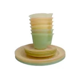 Tupperware Millionaire Line Pastel Stacking Cups Dinner & Dessert Plates Lot