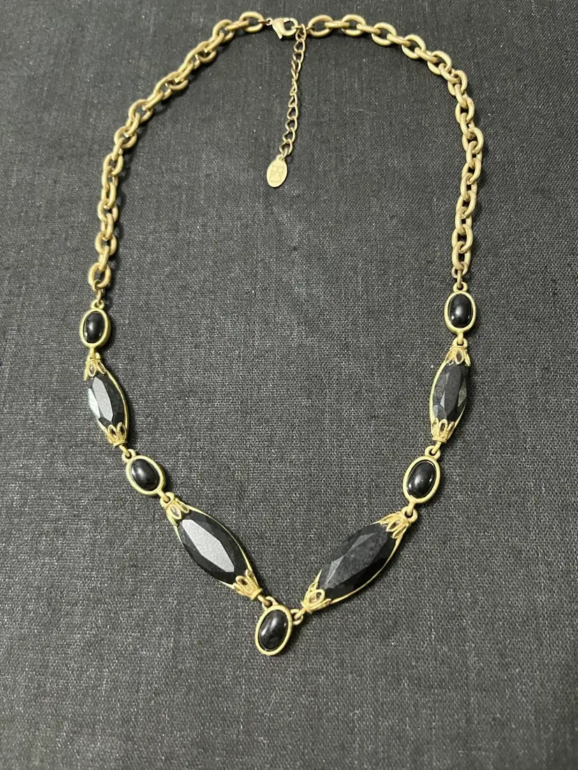 CH Black And Goldtone Necklace