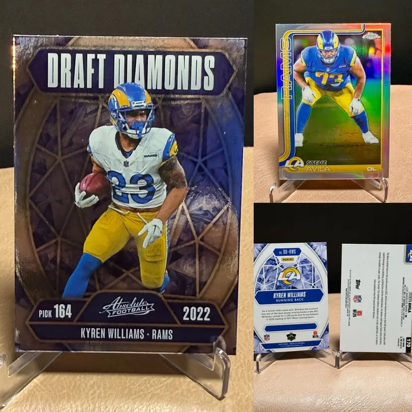 Kyren Williams 2025 Panini Absolute Draft Diamonds Steve Avila 2025 Topps RefractorLos Angeles Rams Lot