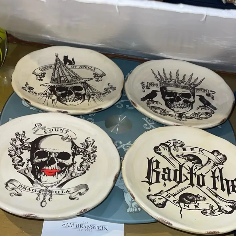 Department 56 6 inch appetizer plates skulls