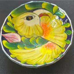 Beautiful Hand Painted And Glazed With A Bird On It Pottery Bowl 6”. Reminiscent of Tonala.