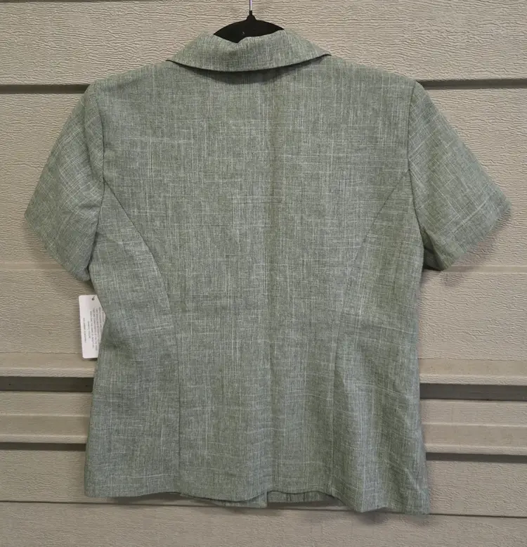 Helene Blake Women's Short Sleeve Front Button Olive Green Blazer Size 6P