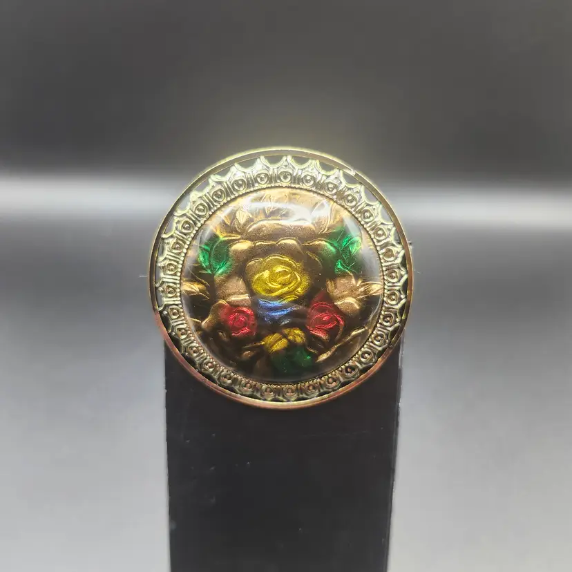 Vintage Floral Enamel Brooch