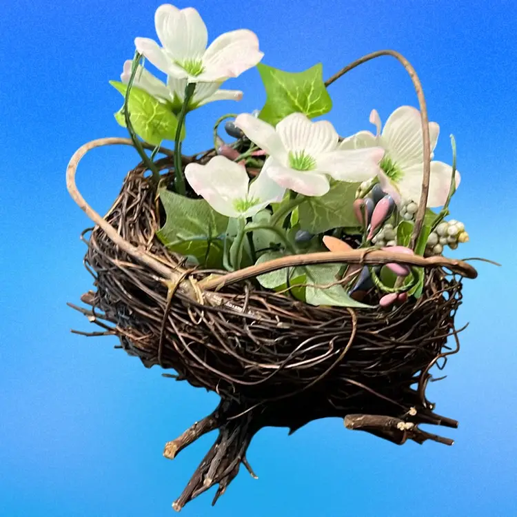 22. Easter Decor - Berries and Eggs Floral Spring Birds Nest