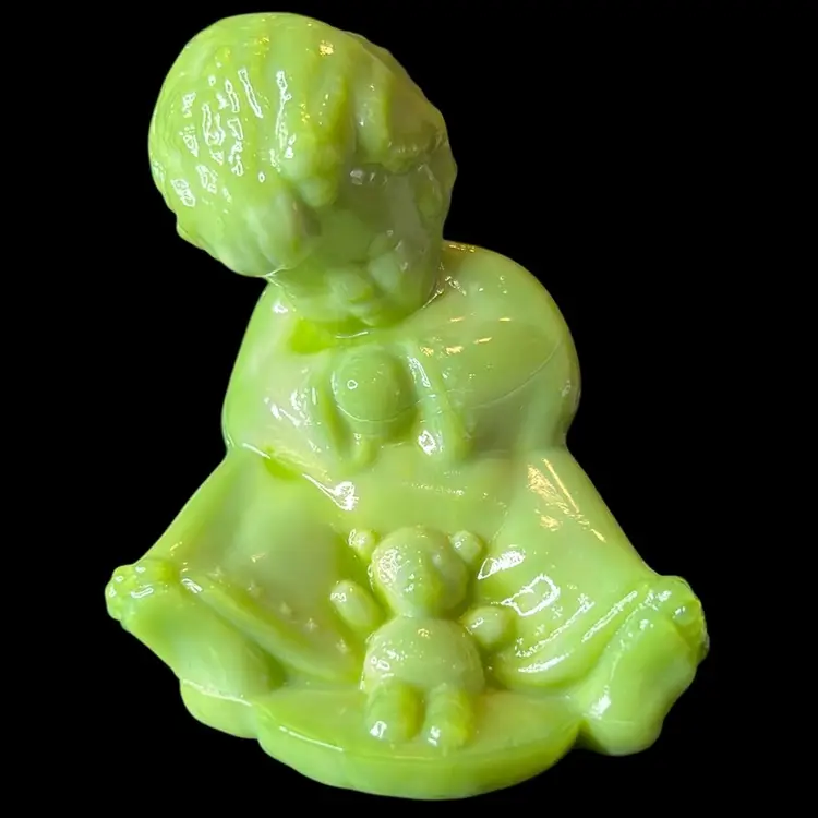 Vintage Wetzel Slag Glass “Sonny Boy” Figurine: 2.75”x3”x2.5”