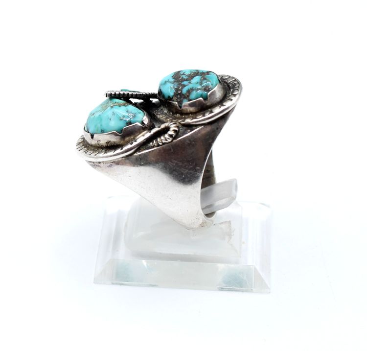 Vintage Turquoise sterling silver snake size 11.5 ring 32.70g