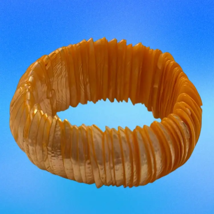 Vintage Y2K Handmade Orange MOP Dyed Shell Stretch Bracelet
