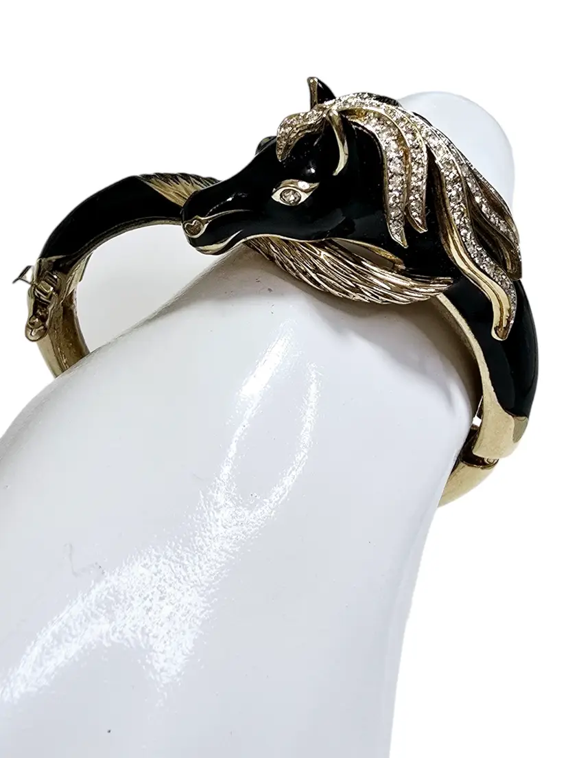Panetta Rare Swarovski Rhinestone Horse head and Enamel Vintage Costume Bracelet