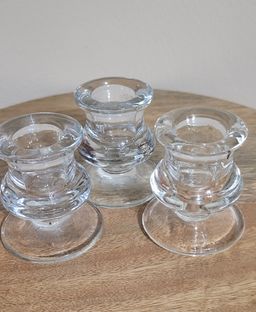 Set of 3 Glass candle holders 2.5" tall