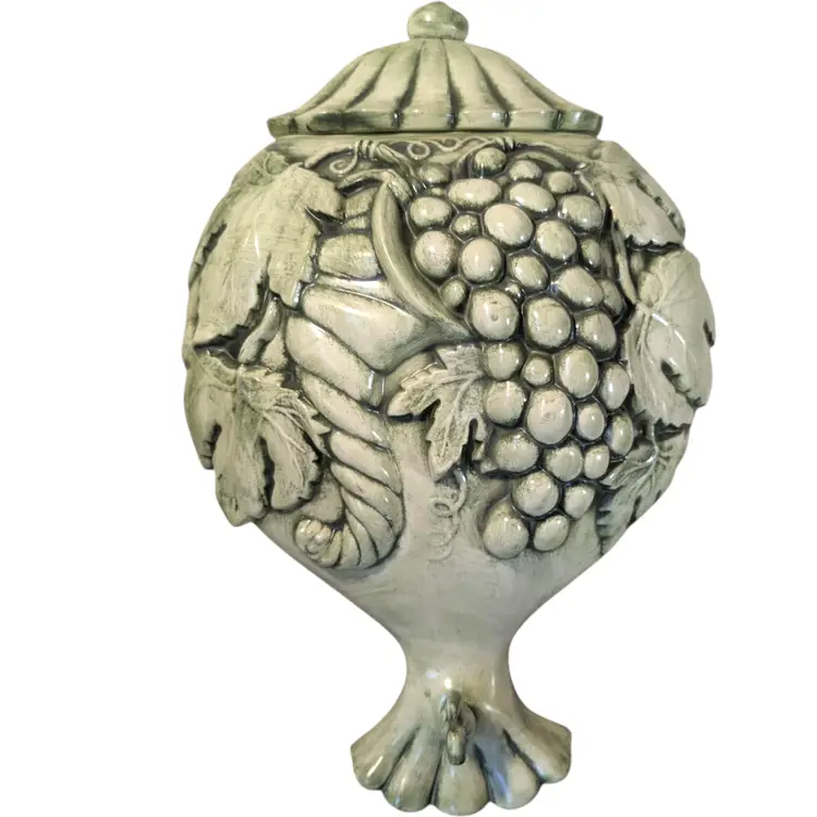 Vintage Arnel Ceramic Grapevine Wall Pocket Fountain Planter Three Piece Signed 1969