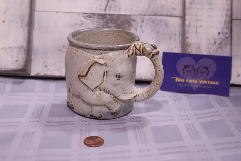 Vintage Elephant Mug, Stoneware Mug