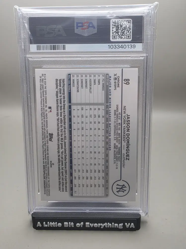 Jasson Dominguez #89 2024 Topps Chrome Logofractor Edition PSA 8