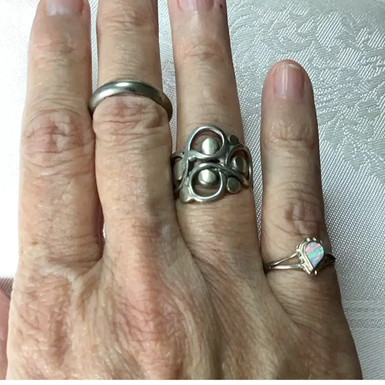 Lot Of 3 Silver Tone Alpaca Rings