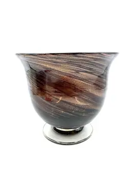 Hand Blown Gold Fleck Chocolate Glass Vase