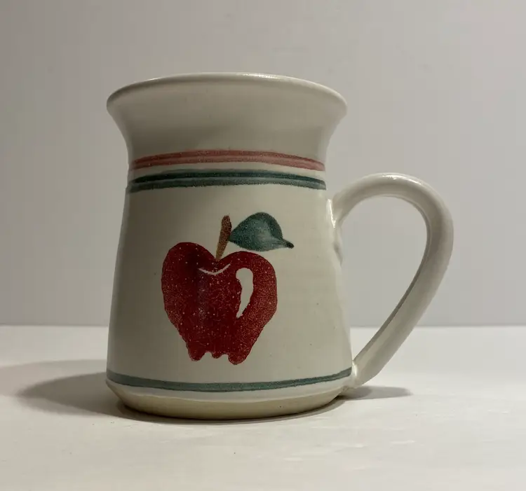 Art Pottery Apple Motif Coffee Mug Cup Hand Made by Bev Freeburg 