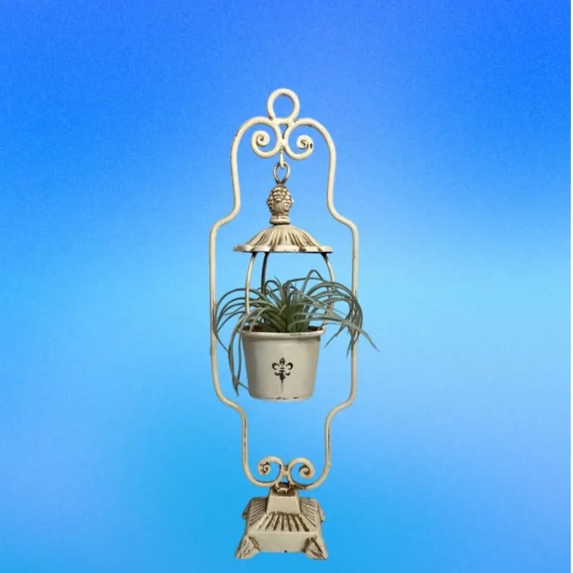 Hanging Planter Shelf Decor Antiqued White Metal Frame And Planter Air Plant
14-1/2β T x 4/3/4β L x 3β W