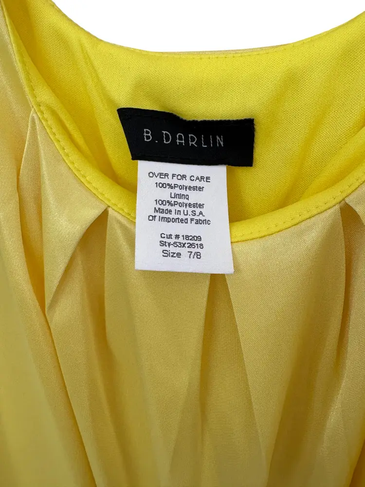 B. Darlin Bright Yellow Dress  Size 7/8