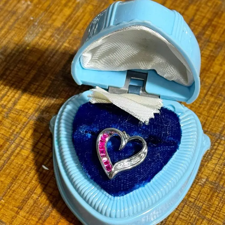 Sterling Silver Ruby & White Topaz Pendant 1”