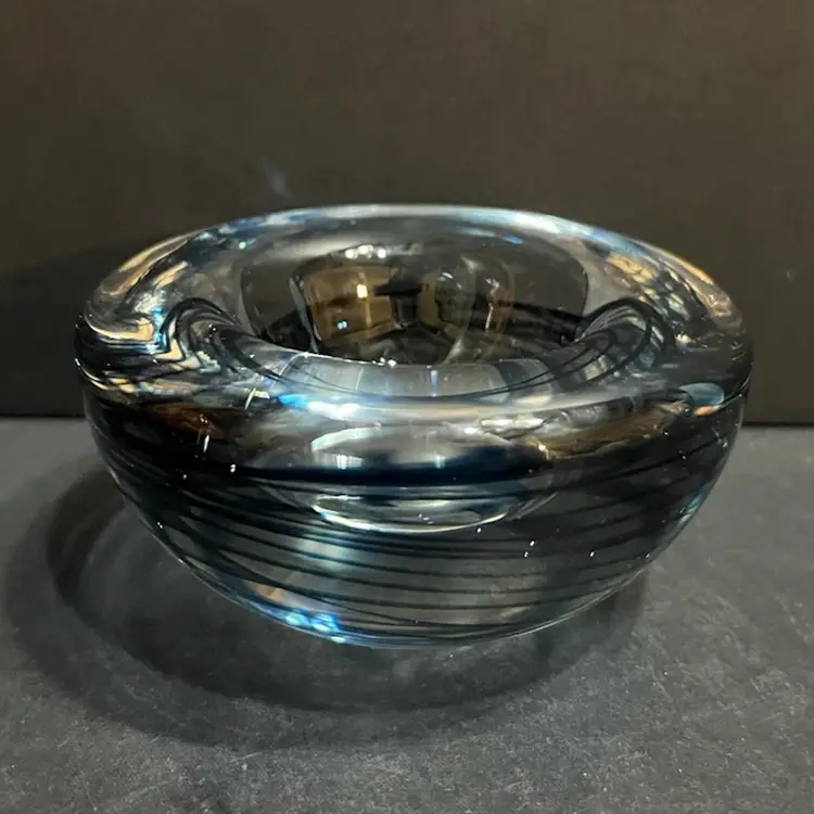 Blue Swirl Tea Light/Votive Candle Holder *glows* ~2.25” x 4.25” diameter