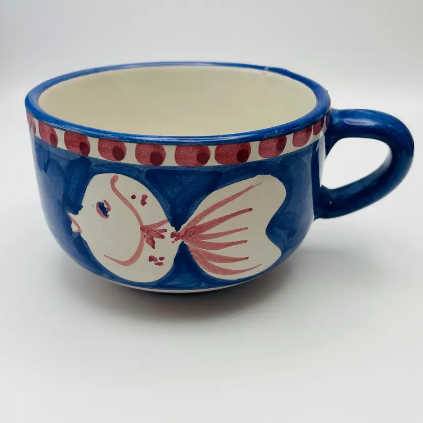 Solimene Vietri Campagna Pesce Blue Fish Mug Cup Made in Italy