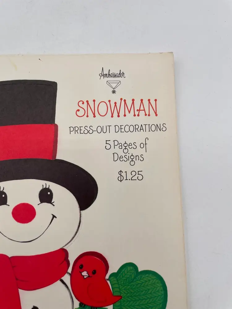 Vintage Ambassador Christmas Perforated Snowman Paper Decorations