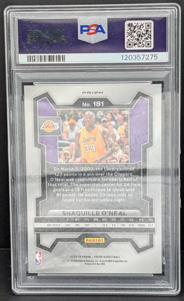 Shaquille O'Neal 2023-24 Panini Prizm King Snake PSA 10 Los Angeles Lakers #181
