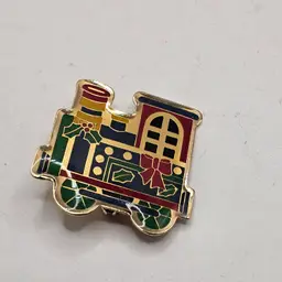 Gold Tone Christmas Brooch train