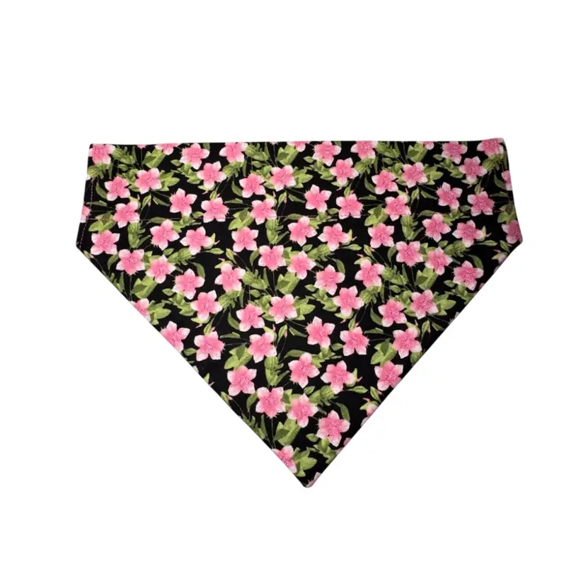 Dog Bandana Size Medium Pink Flower Print Dog Handmade Size 10.5” Wide