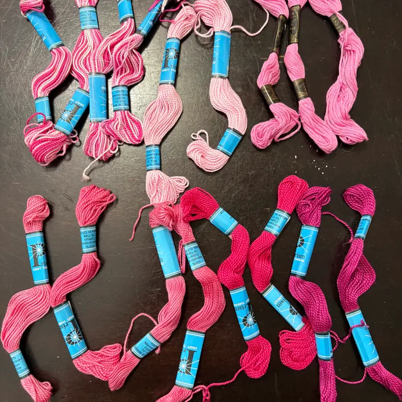 Pink Needlepoint Thread Lot