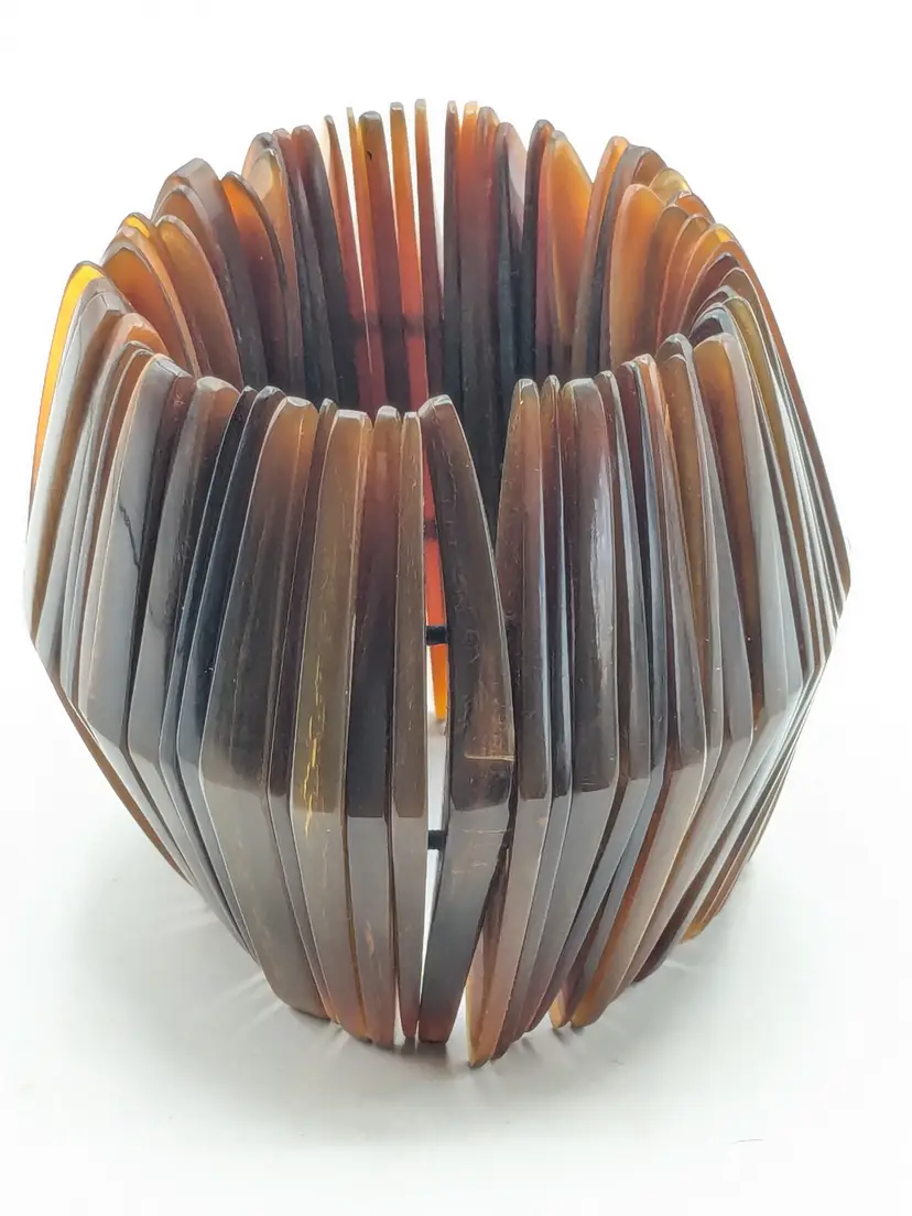 Vintage Amber Chunky Bangle Stretch Bracelet