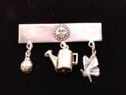 FFFT VTG Artisan M&W Sterling Silver 925 Brooch Bar Pin Gardening Sun Ladybug 1.75" UNTESTED