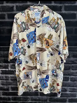 Reyn Spooner Hawaiian Shirt Looney Tunes Bowling Shirt Mens XL Warner Bros Flaw