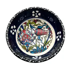 23 - Small Painted Blue Ceramic Bowl 3.375”