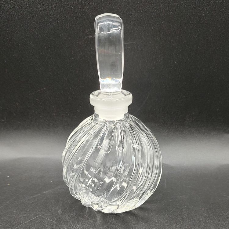Vtg Clear Glass Perfume Bottle With Heart Shaped Stopped