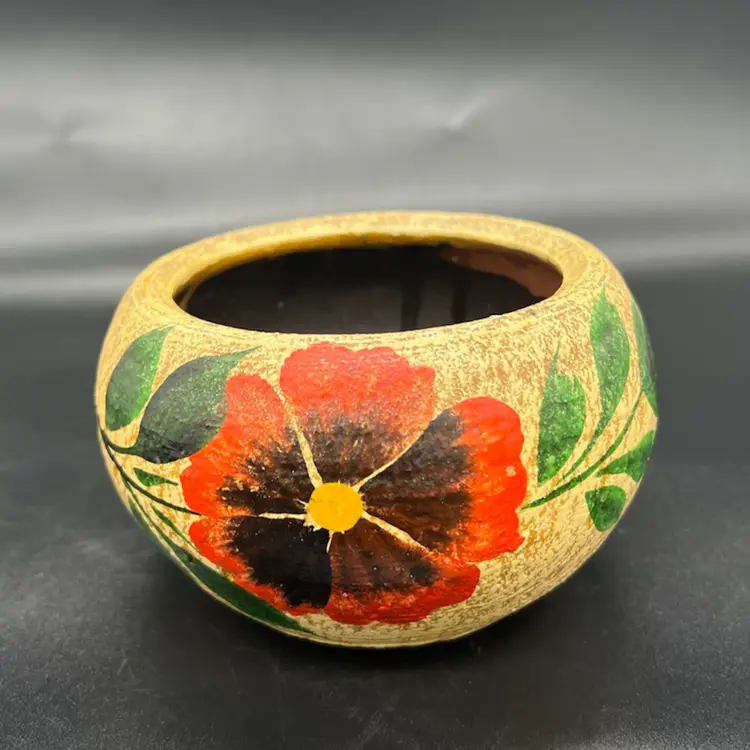 Small Mexico Terracotta Pottery Planter Red Flower Floral Pot