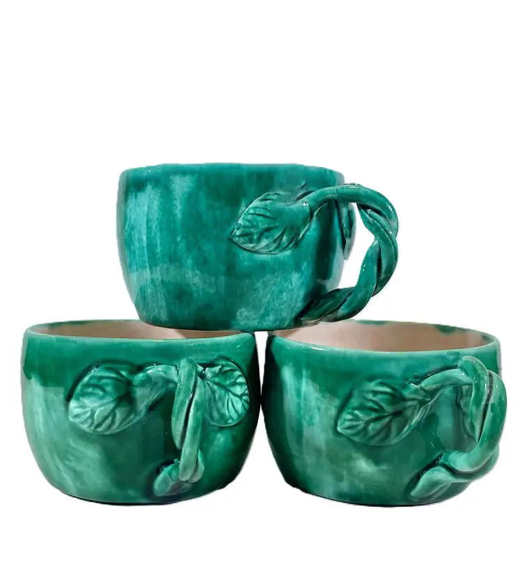 *VTG* California Pottery BRIARWOOD Set of 3 Hand Made Coffee/Tea Cups RARE