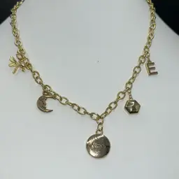Gemini Necklace, Gold Tone, Lobster Clasp, 18 Inches Long