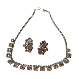 Weiss Signed Rare Icy Lavender Silvertone Demi Parure Earrings & Necklace Set - 30” Necklace 1.50 Earrings Original Velvet Box