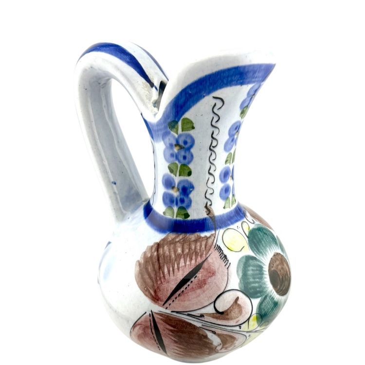 Vintage Large Tonala Pitcher Signed Near Base 9” x 6.5” Wide