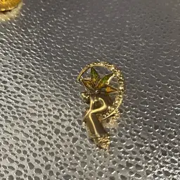 Vintage Fairy Resting In A Crescent Moon Brooch