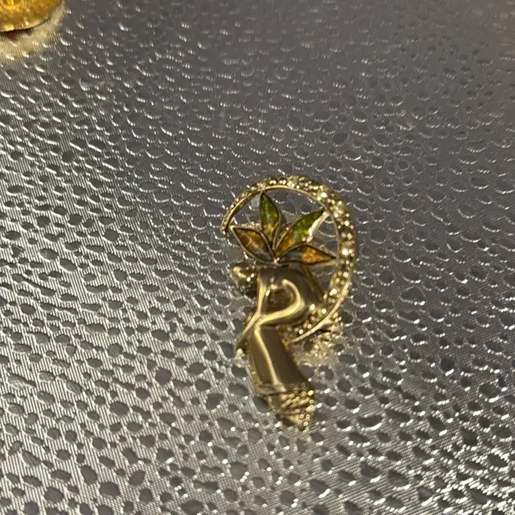 Vintage Fairy Resting In A Crescent Moon Brooch