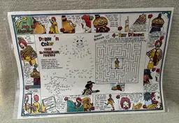 1977 Ronald McDonald Goes JOB HUNTING Activity Paper Plastic Laminate Placemat