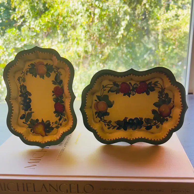 Vintage Hand-Painted Tole Tray x 3” x 4”