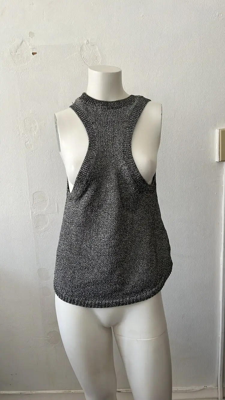 H&m Glittery Shimmery Metallic Silver Racerback Stretch Pull on Tank Top Size s