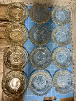 Decorative Crystal Rose Ashtray 6" Round 1" Deep Smoker, Cigarette, Cigar, Etc. Lot Of 12